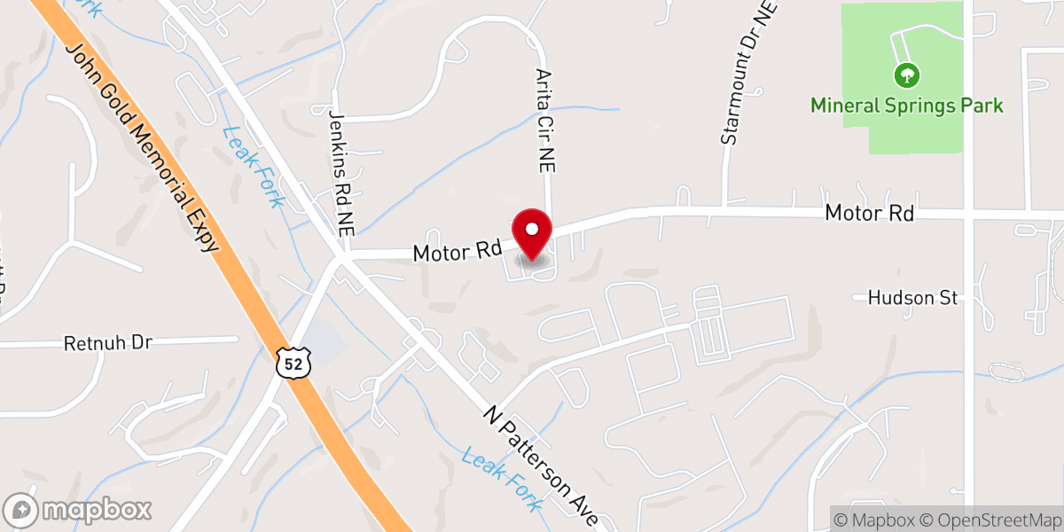Map showing location of Crestwood Baptist Church