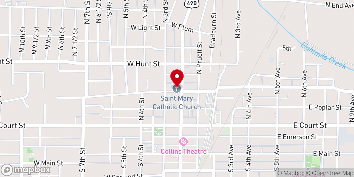 Map showing location of Saint Mary Catholic Church