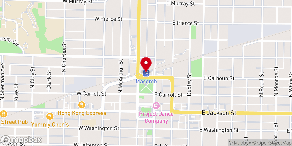 Map showing location of Visit Unforgettable Forgottonia - The Macomb Area Convention & Visitors Bureau