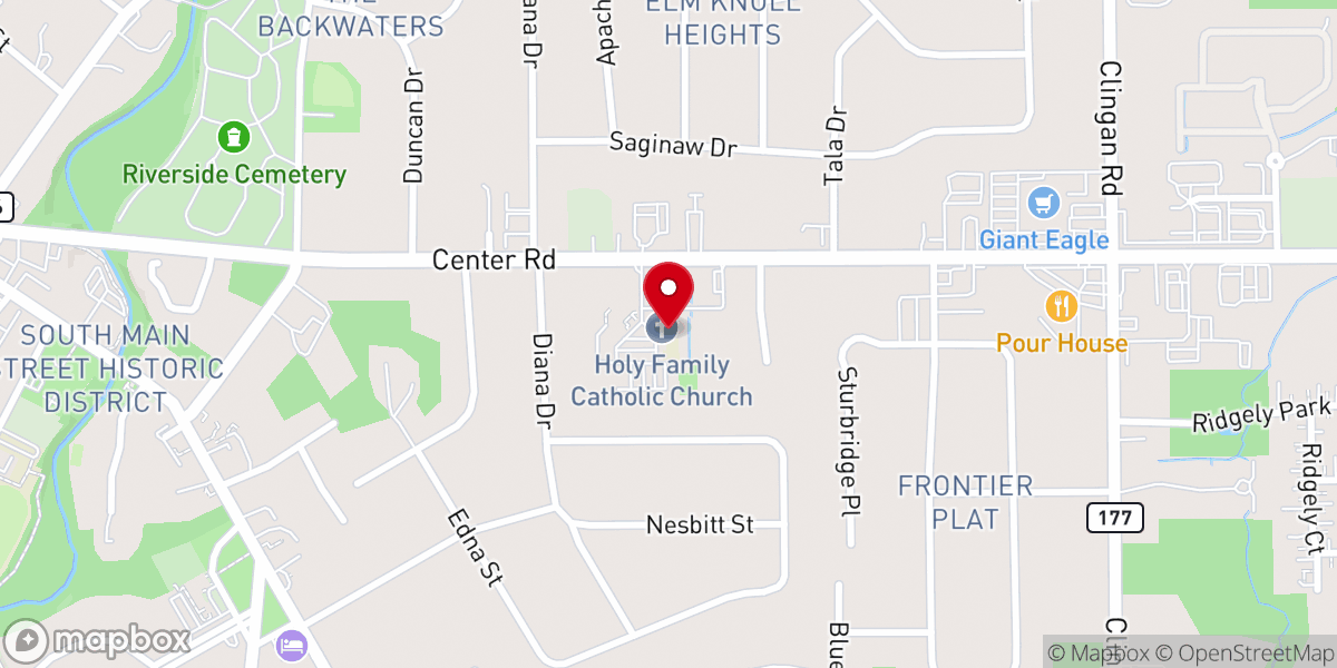 Map showing location of Holy Family Parish