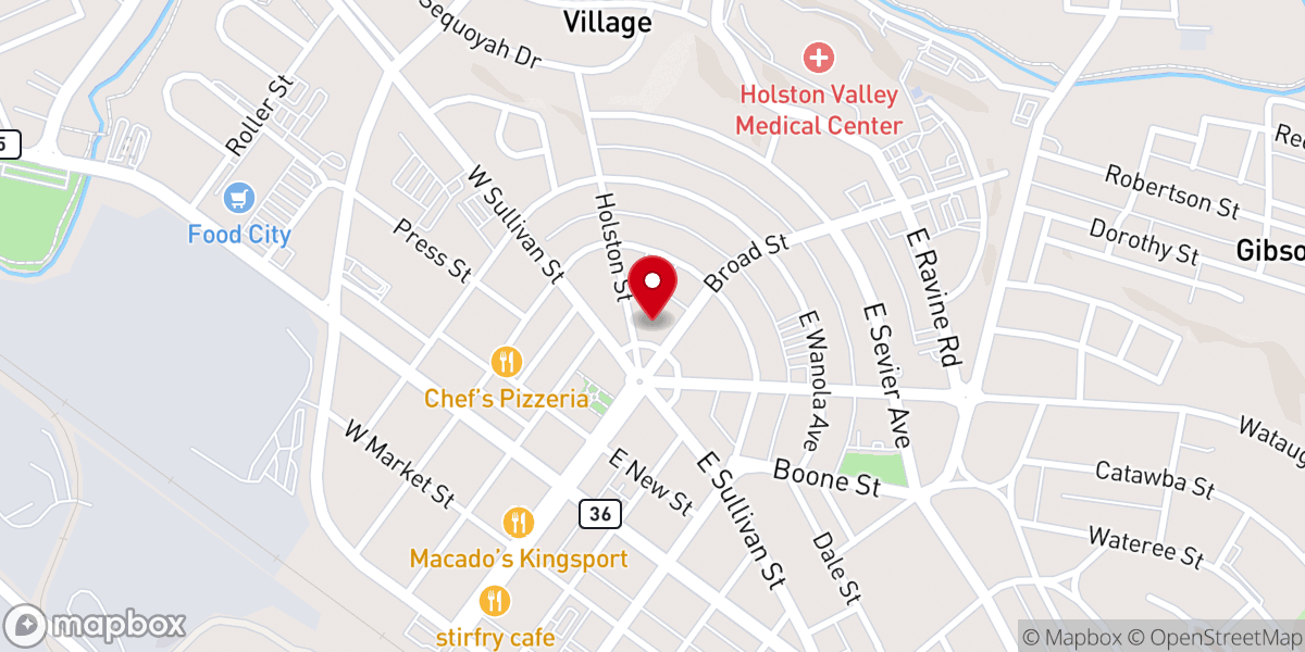 Map showing location of First Presbyterian Church