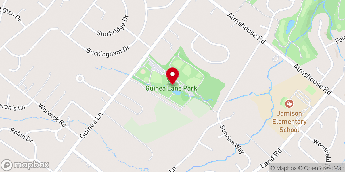 Map showing location of Guinea Lane Park
