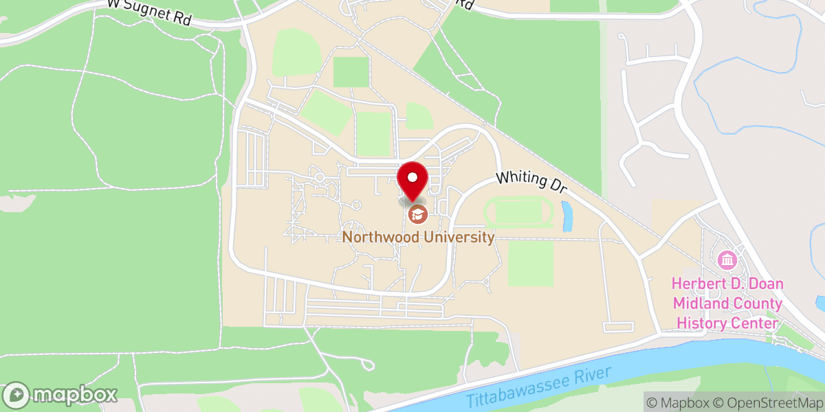 Map showing location of Life Church Midland