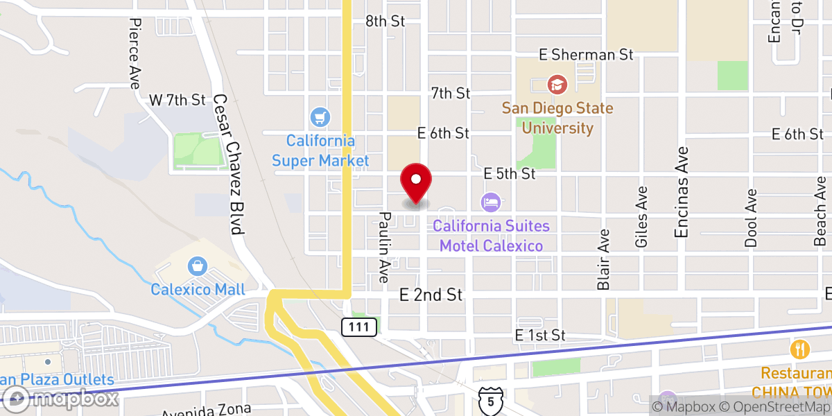 Map showing location of Our Lady of Guadalupe Catholic Church, Calexico