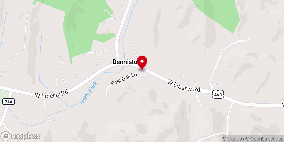 Map showing location of Botts' General Store