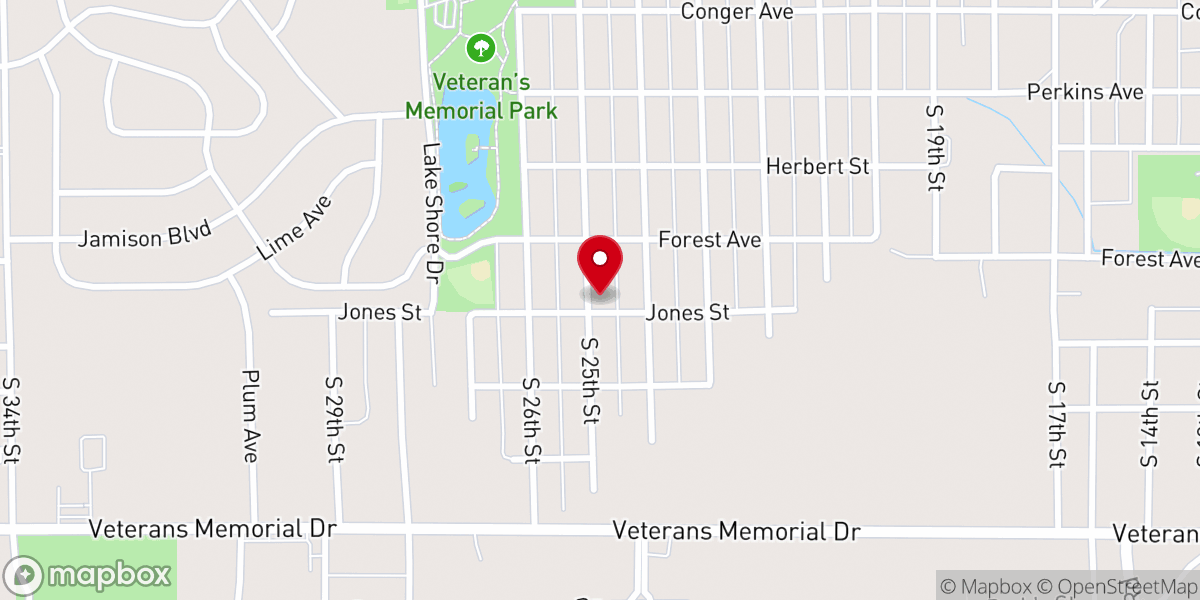 Map showing location of New Life Missionary Baptist Church