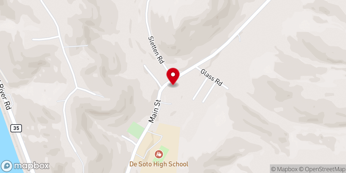 Map showing location of De Soto Lutheran Church