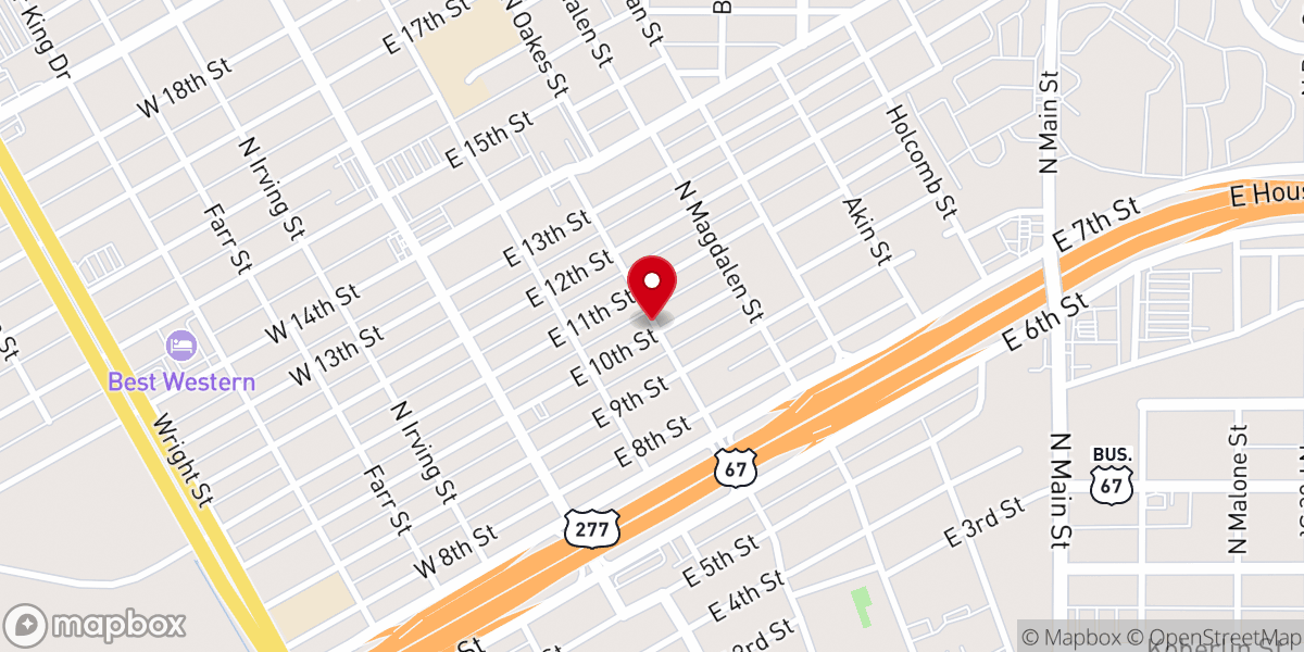Map showing location of Concho Valley Baptist Church