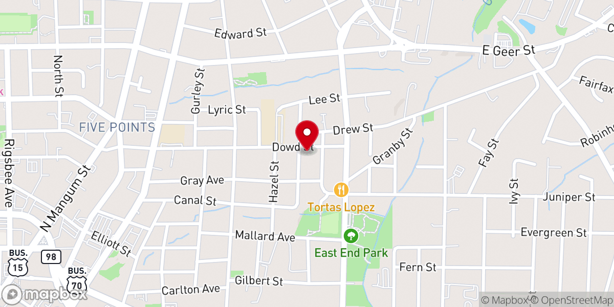 Map showing location of Bethel Family Worship Center