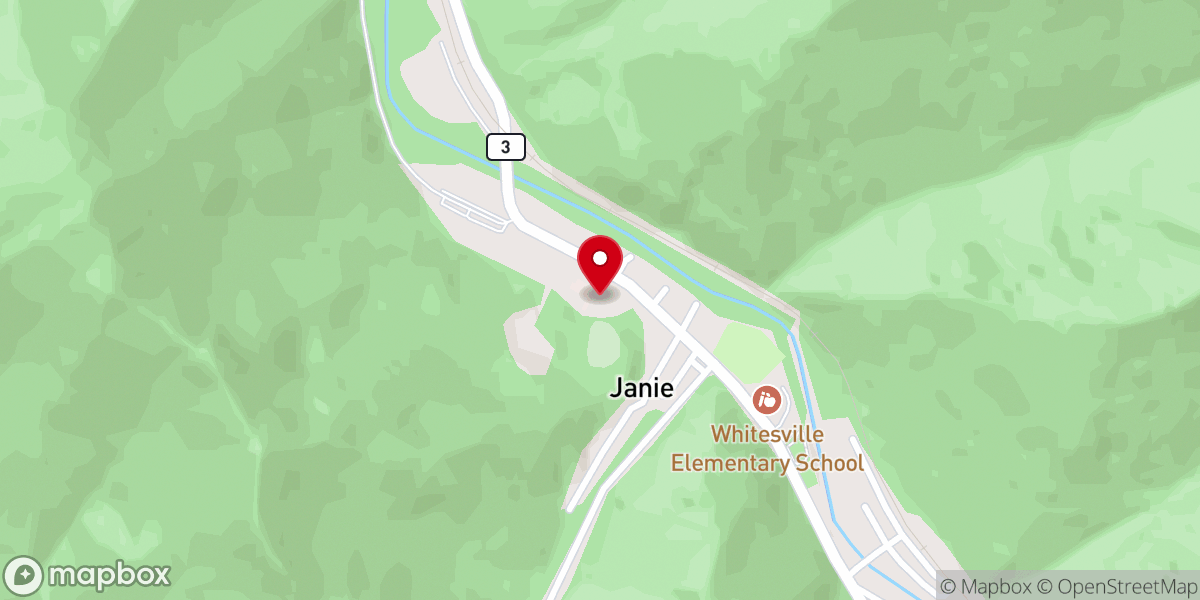Map showing location of Whitesville Presbyterian Church