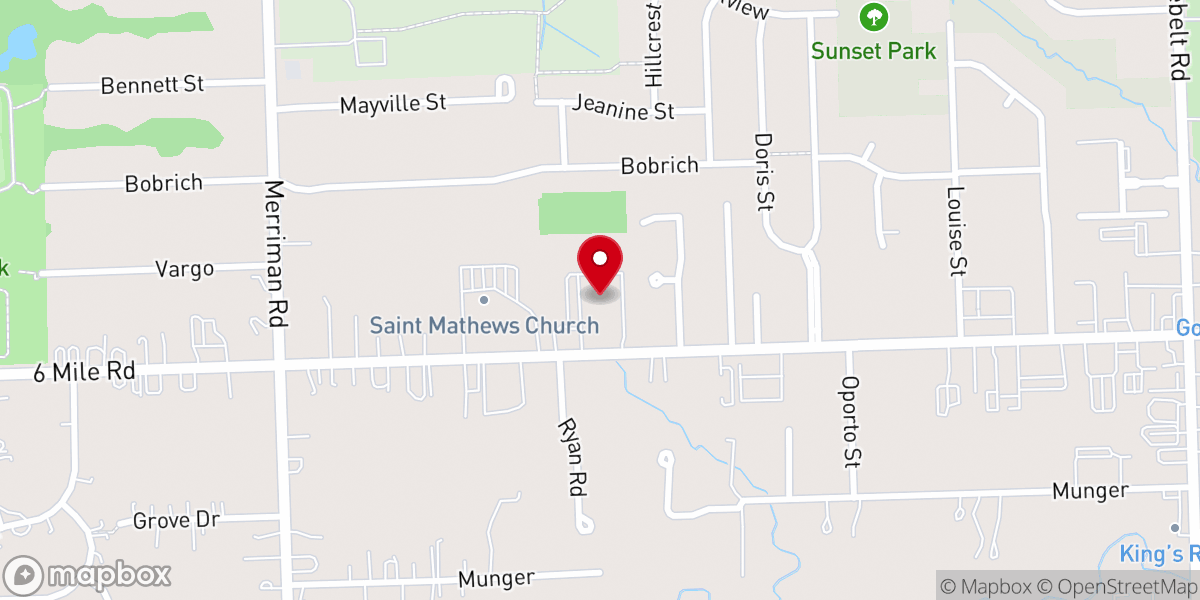 Map showing location of Holy Cross Evangelical Lutheran Church