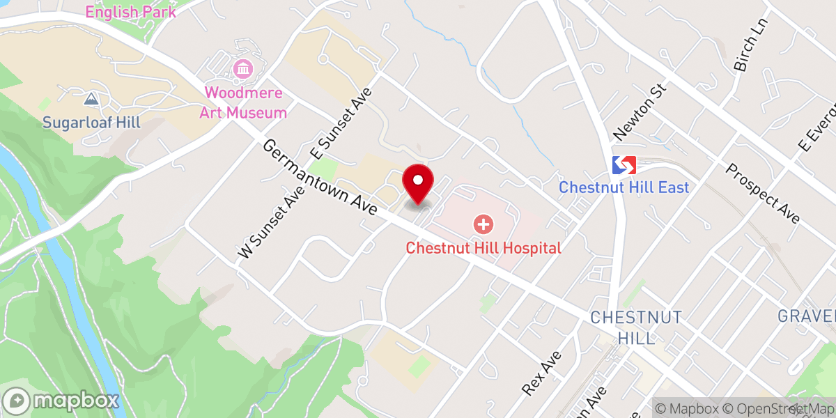 Map showing location of The Presbyterian Church of Chestnut Hill
