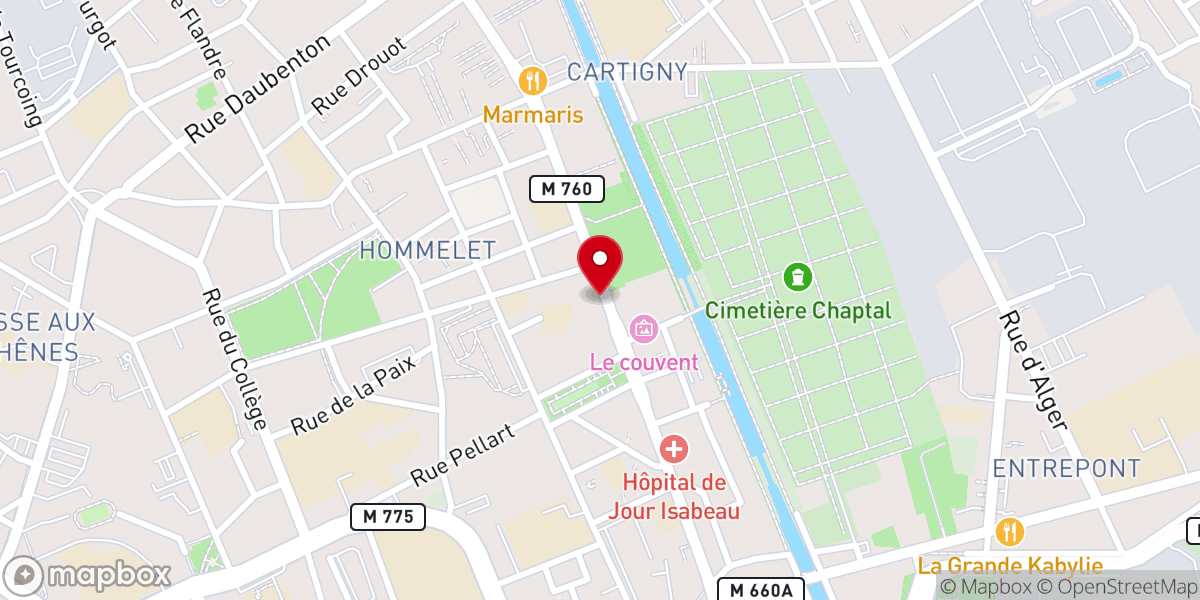 Map showing location of Compagnie des Filles-de-la-Charité de Saint-Vincent-de-Paul