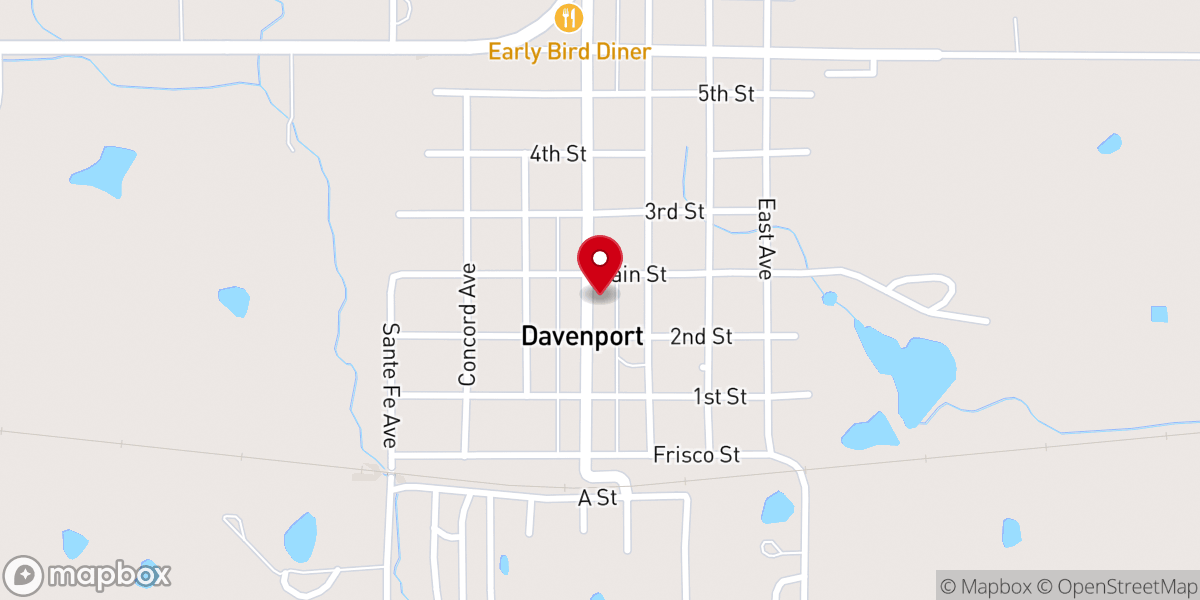 Map showing location of Davenport Town Hall
