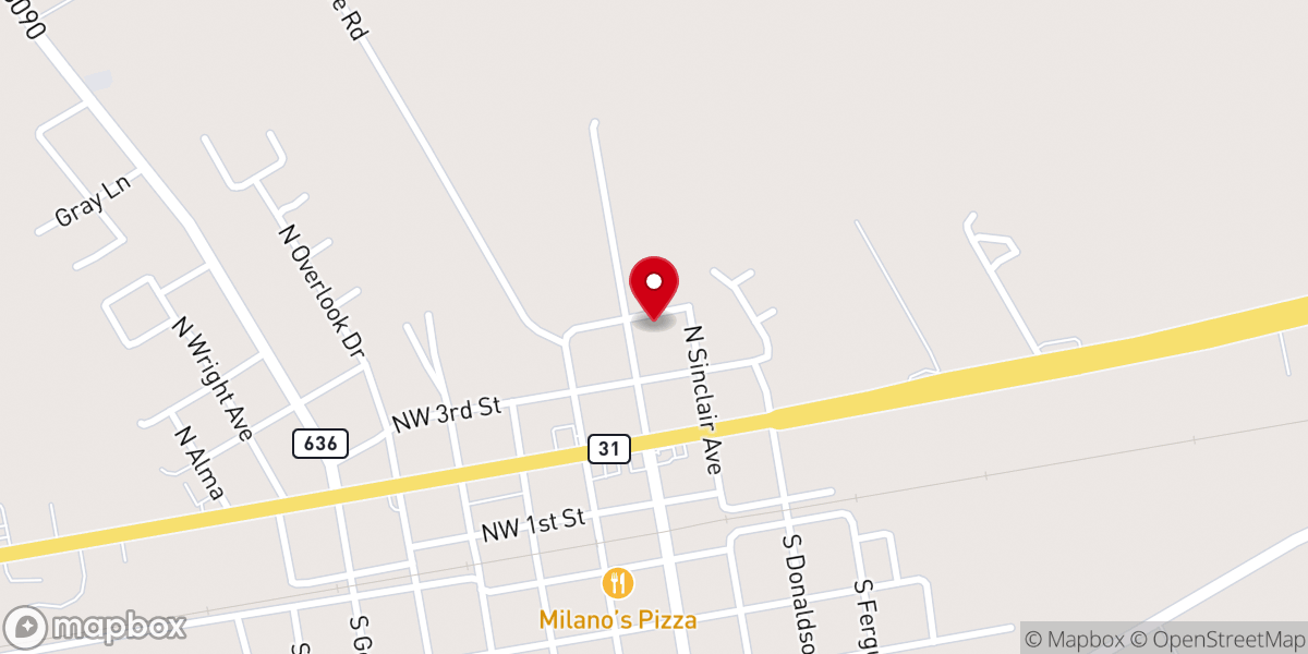 Map showing location of New Hope Baptist Church