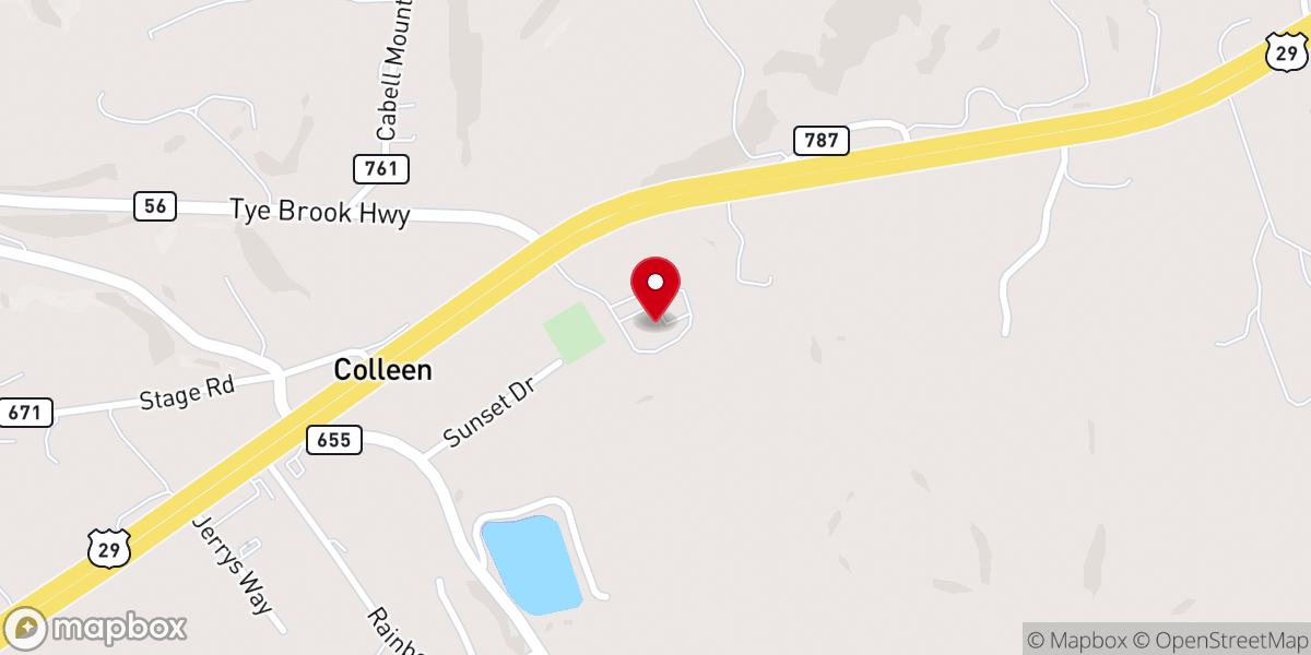 Map showing location of Woodland Baptist Church