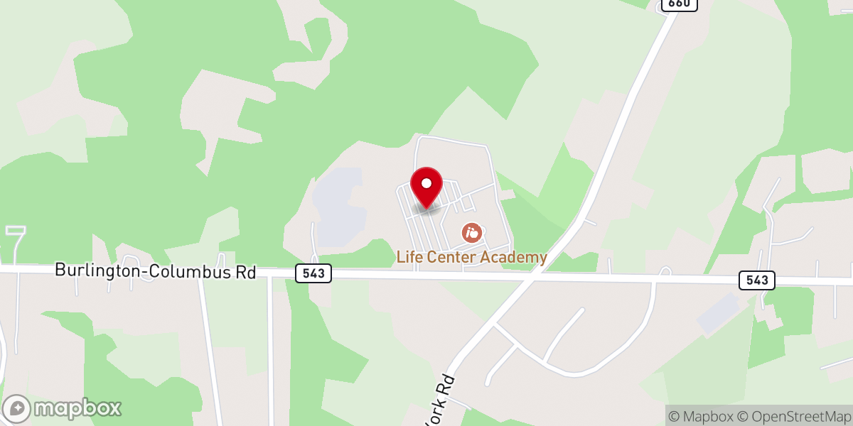 Map showing location of Life Center