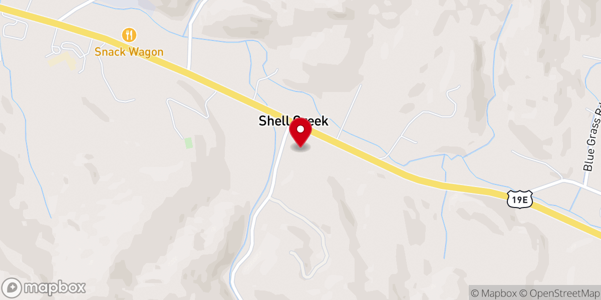 Map showing location of Lower Shell Creek Christian Church