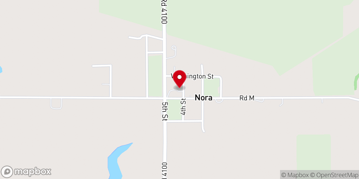Map showing location of Nora United Methodist Church