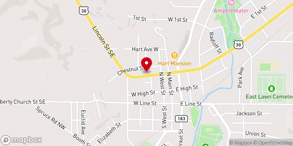 Map showing location of Minerva Area Christian School