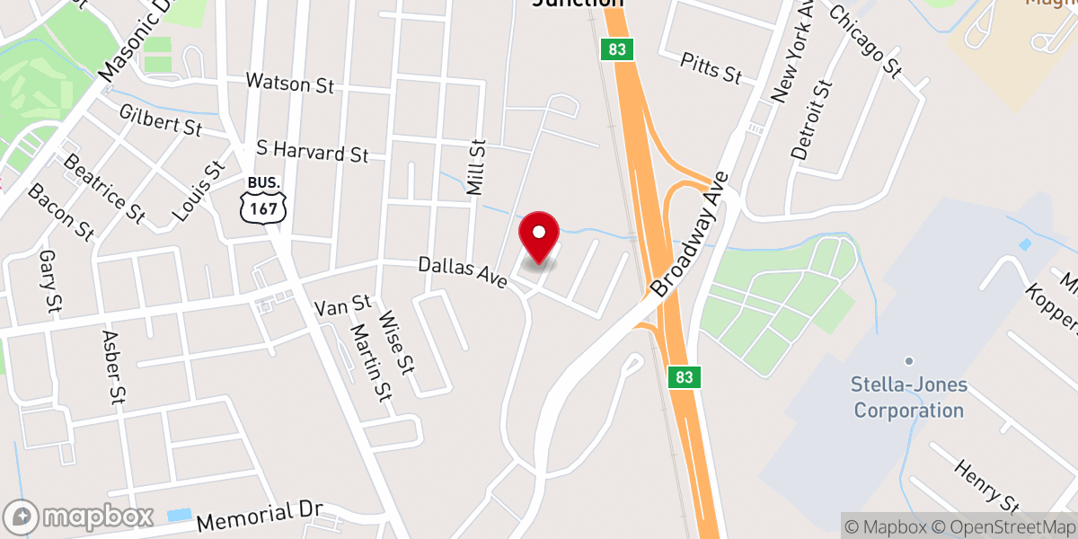 Map showing location of Greater Saint Lawrence Baptist Church