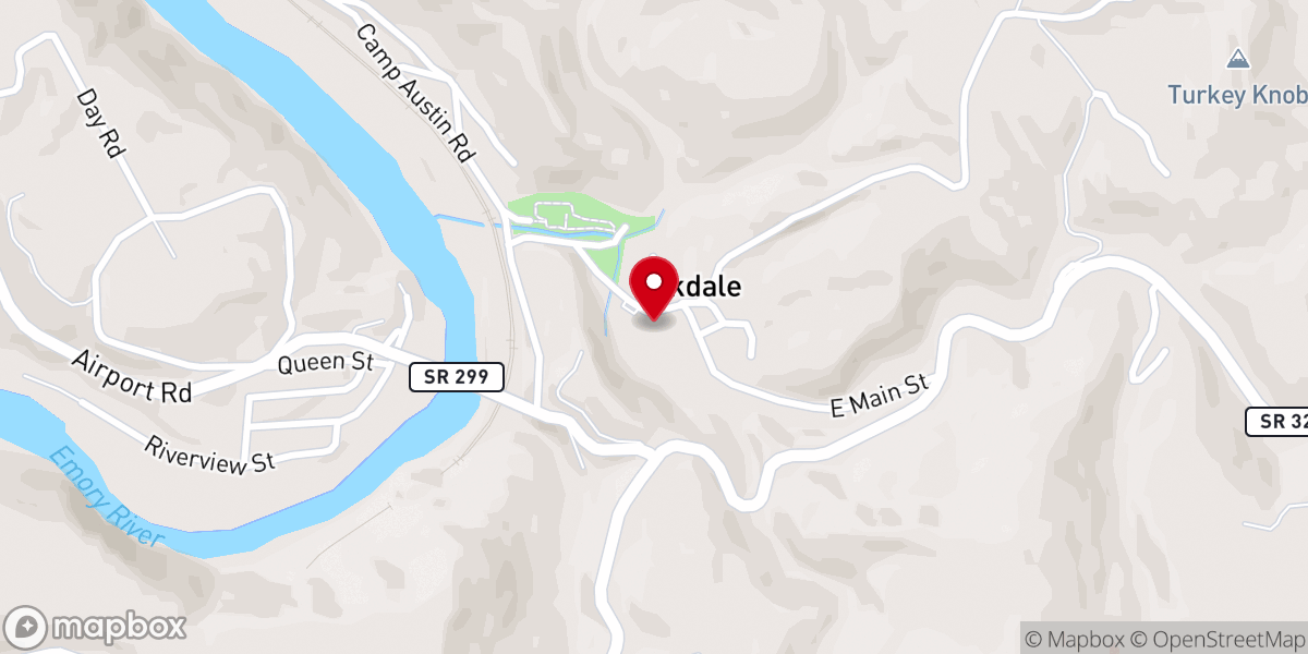 Map showing location of Oakdale First Baptist Church