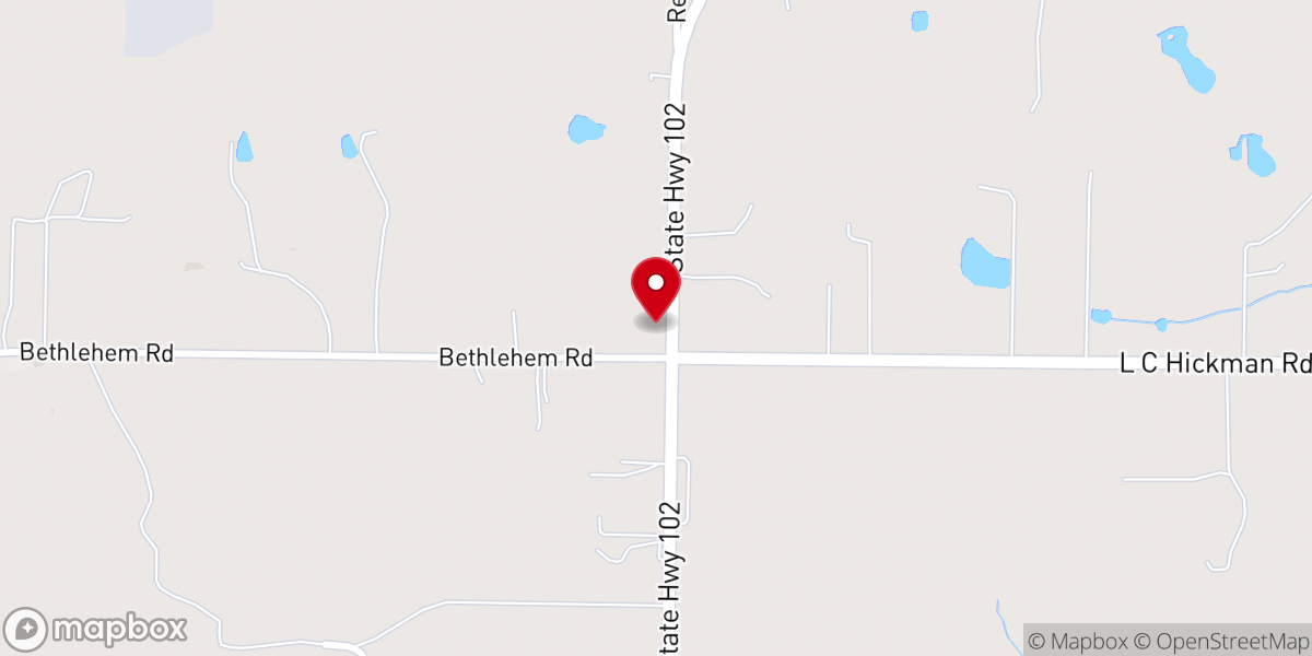 Map showing location of Bethlehem Missionary Baptist Church