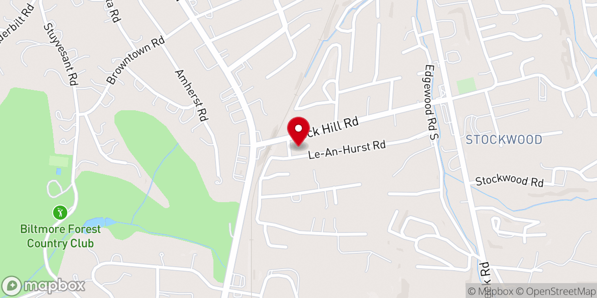 Map showing location of South Asheville Baptist Church