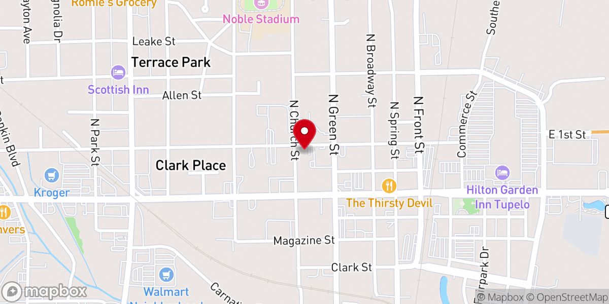Map showing location of The Parsonage - Tupelo