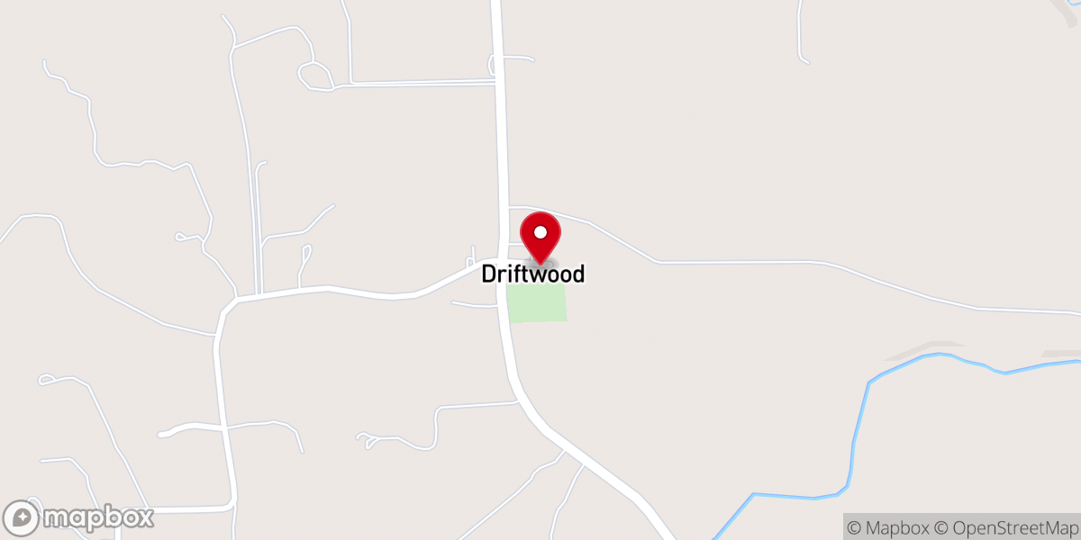Map showing location of Driftwood Community Center