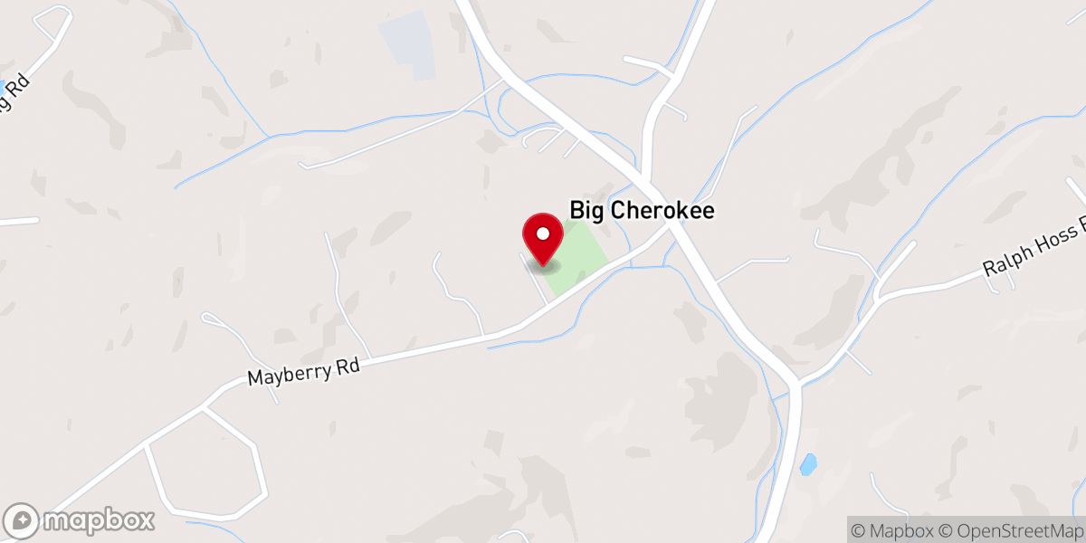 Map showing location of Cherokee Church