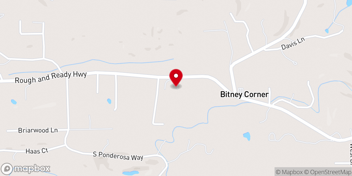 Map showing location of Rough and Ready Baptist Church