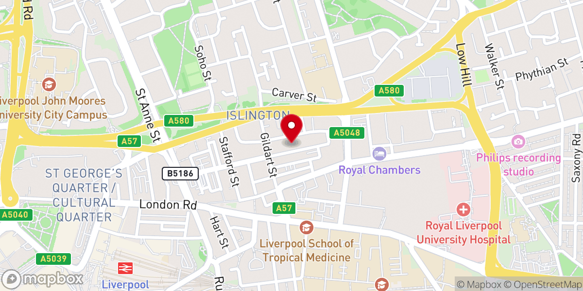 Map showing location of Hillsong Church Liverpool