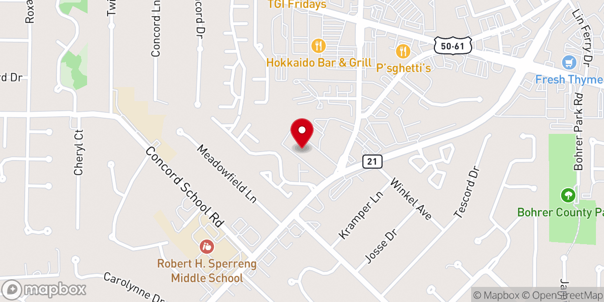 Map showing location of Concord Bowl and Recreation