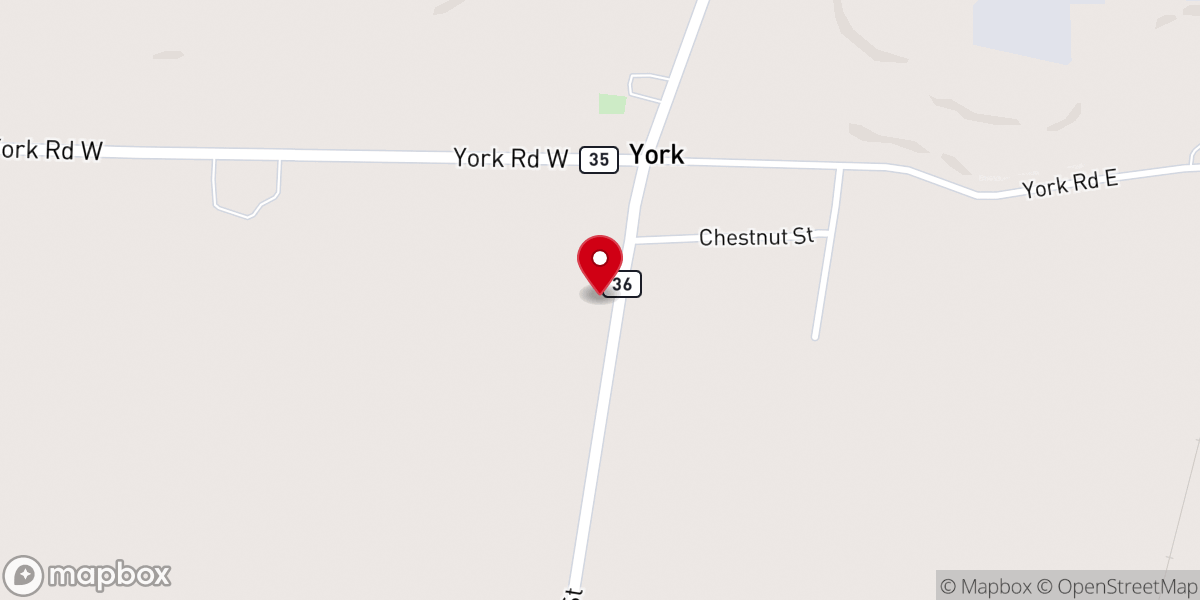 Map showing location of York Baptist Church