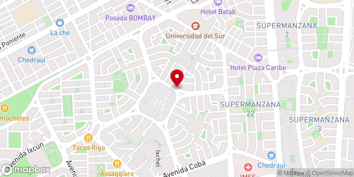 Map showing location of IGLESIA CRISTIANA CASA DEL CIELO CANCUN MEXICO