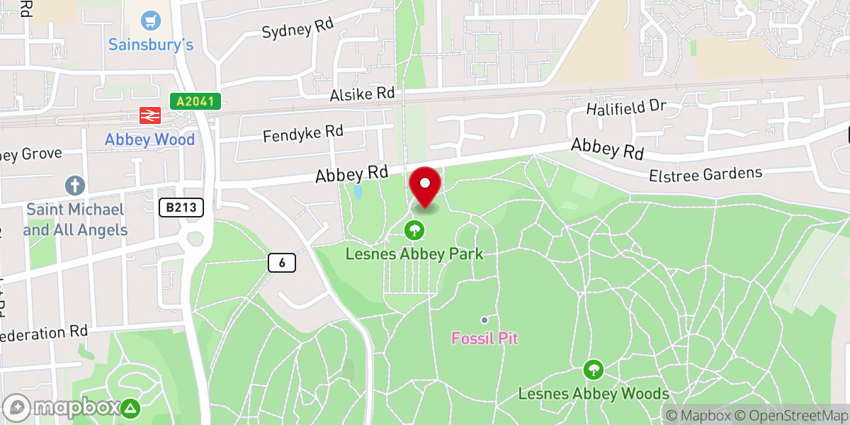Map showing location of Lesnes Abbey