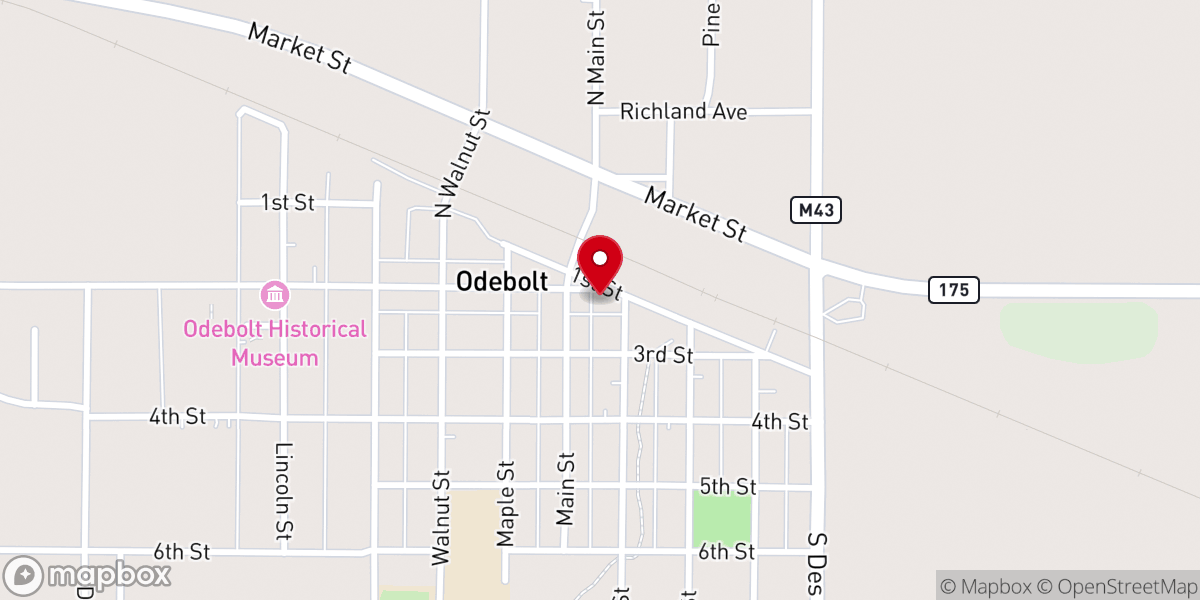 Map showing location of Odebolt Community Center