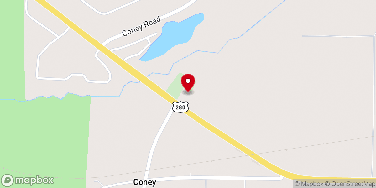 Map showing location of Gum Creek Baptist Church