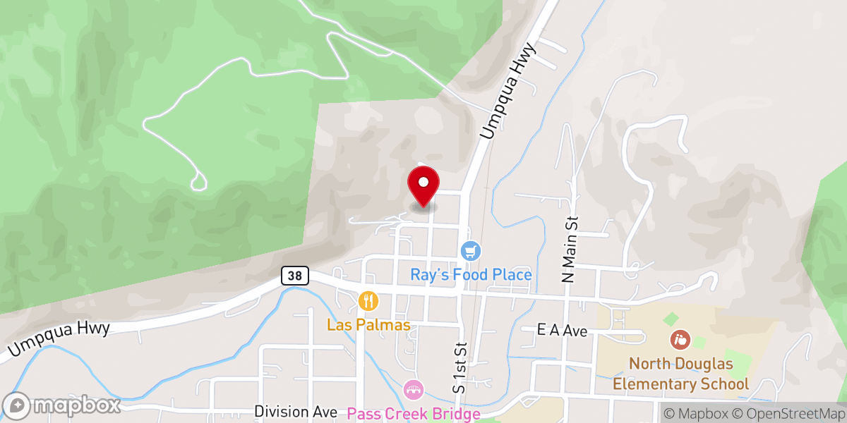 Map showing location of Drain Church of Christ