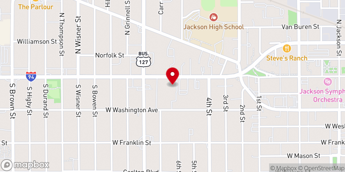 Map showing location of Jackson’s First Presbyterian Church