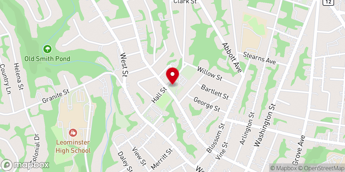 Map showing location of Leominster United Methodist Church