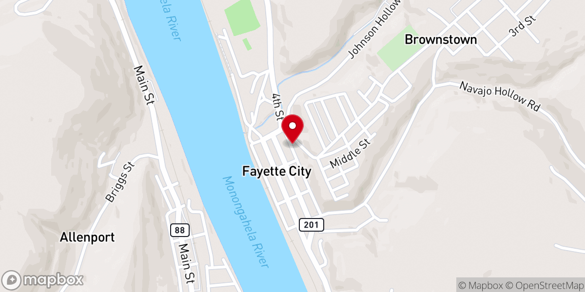 Map showing location of Fayette City United Methodist