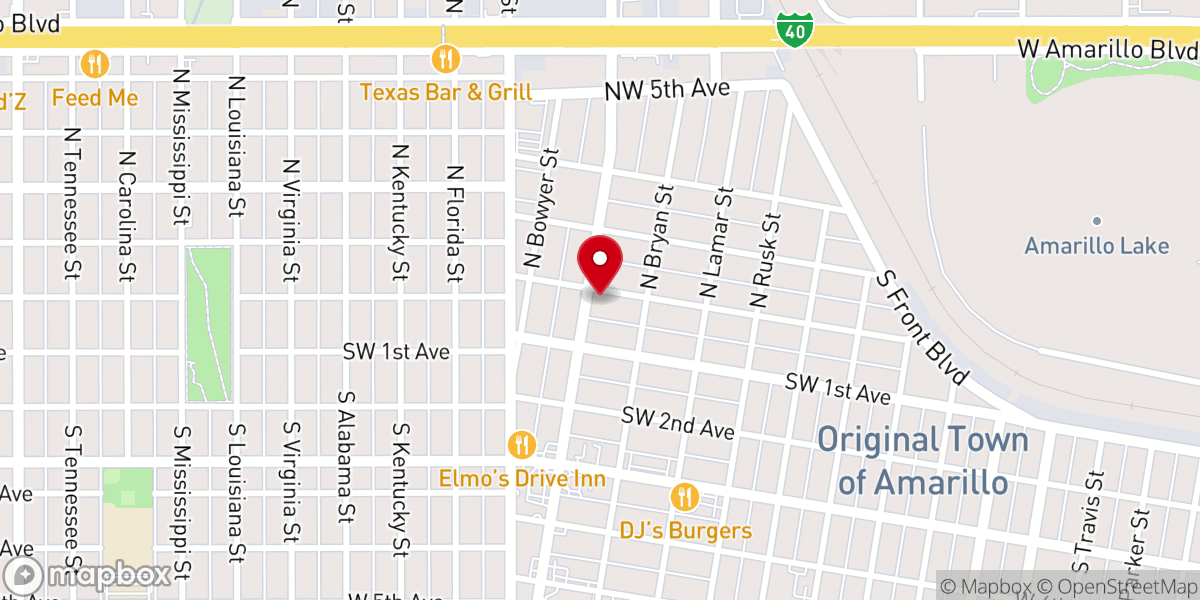 Map showing location of Amarillo Baptist Church