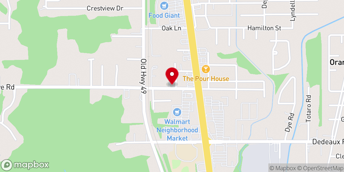 Map showing location of First Baptist Church of Orange Grove