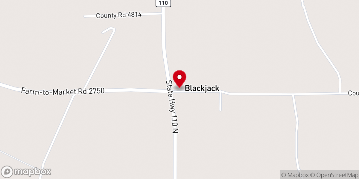 Map showing location of Blackjack Baptist Church