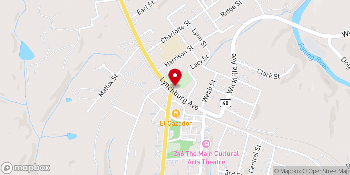 Map showing location of Brookneal Presbyterian Church