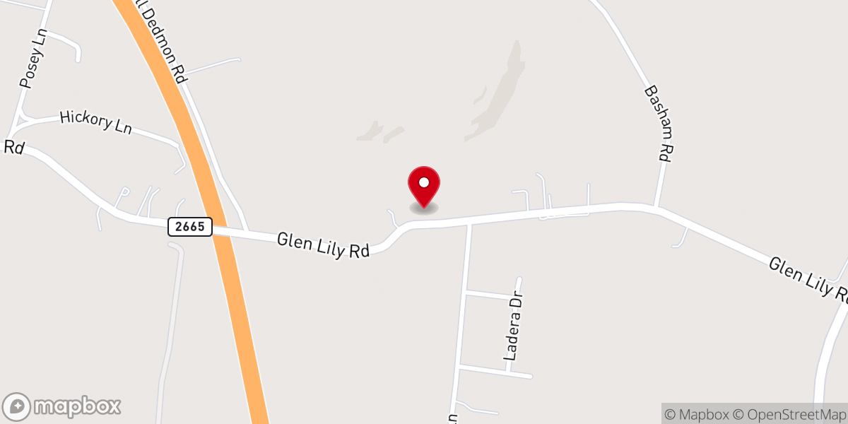 Map showing location of Liberty Baptist Church at Glen Lily