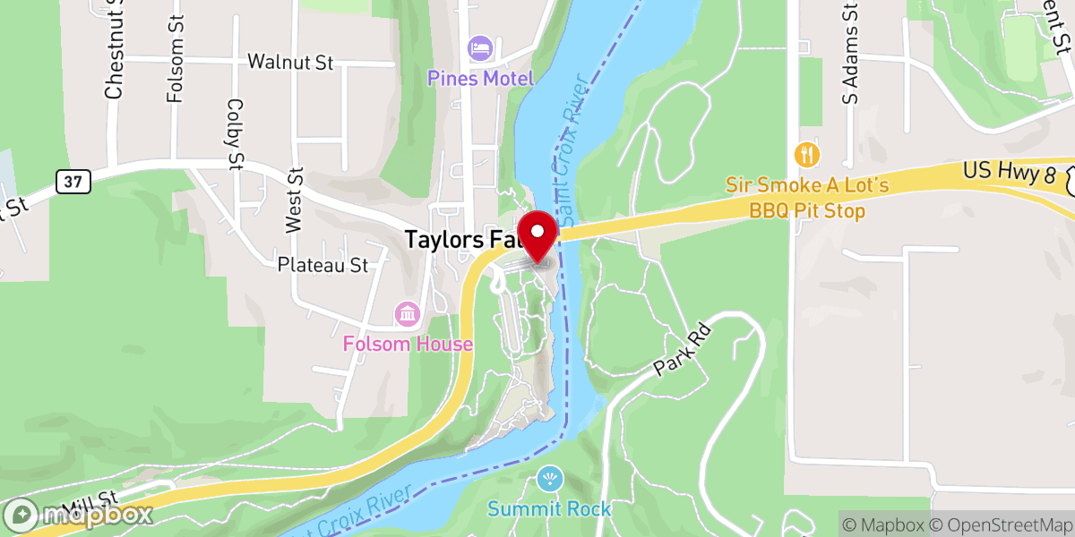 Map showing location of Taylors Falls Scenic Boat Tours