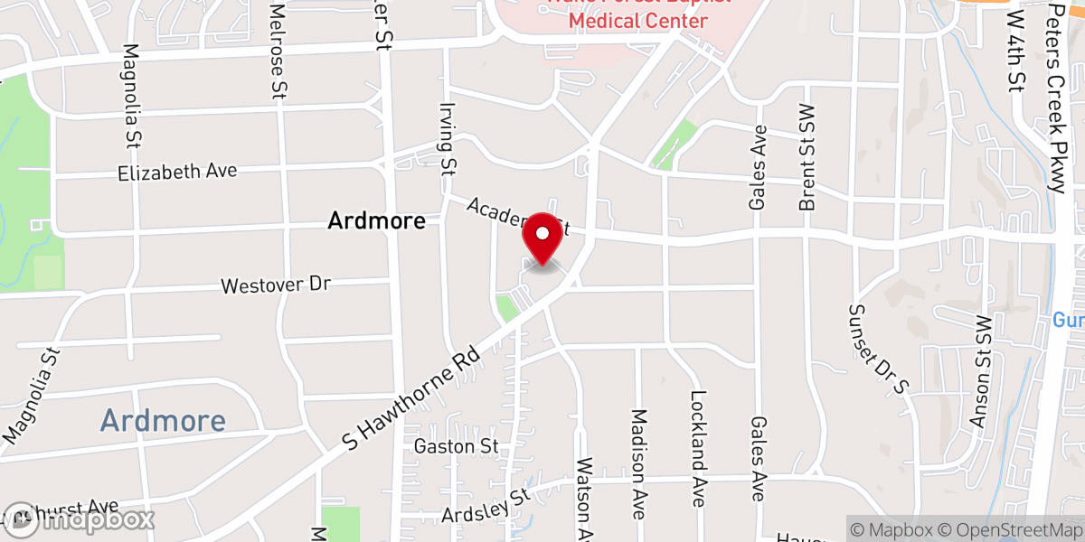 Map showing location of Ardmore United Methodist Church